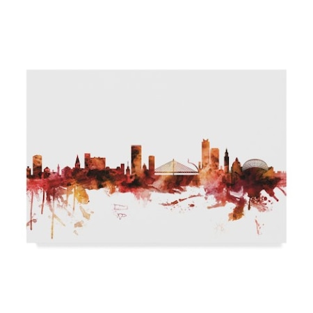 Michael Tompsett 'Liege Belgium Skyline Red' Canvas Art,16x24